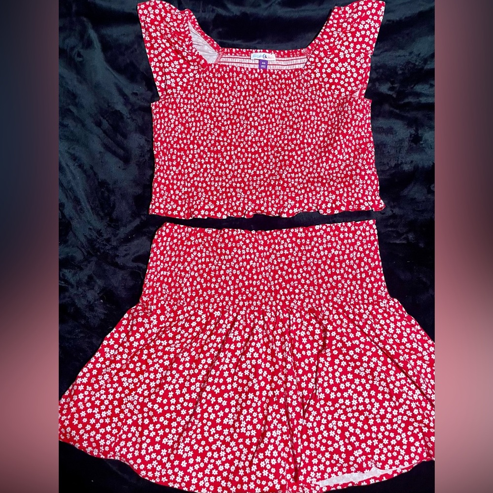 Red Floral Two-Piece Kids/Tweens Dress